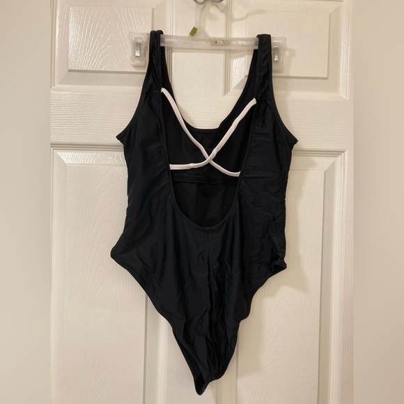 Black Double Palm Tree One Piece Swimsuit size Large - Picture 2 of 7
